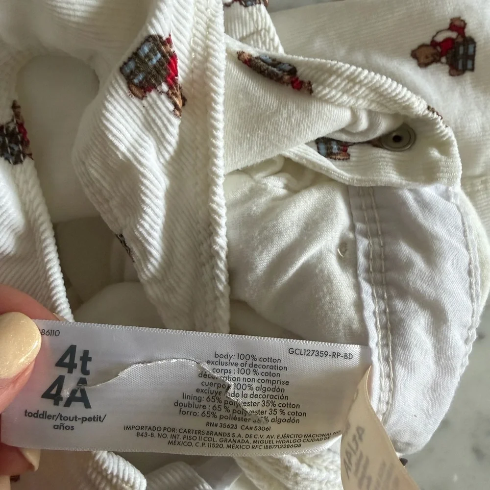 Rare! Reissued Vintage Inspo OshKosh B'gosh Kids White Overalls w/ Bear Pattern